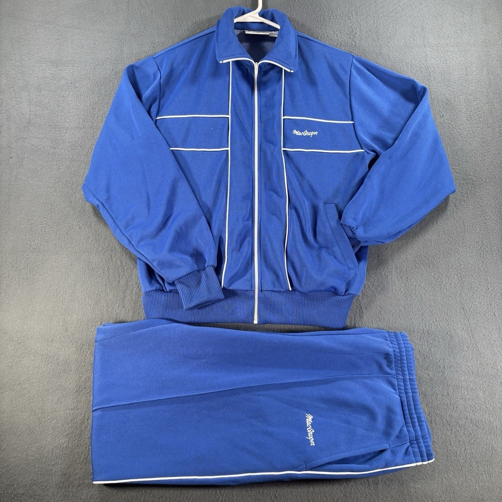 VTG 80s MacGregor Track Suit Set Men's L Fits Medium (32x30) Royal Blue/White